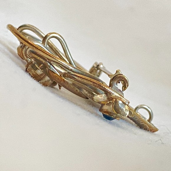 Silver Tone Brooch/Pendant Multicolor Rhinestone Flowers In Woven Basket - Picture 7 of 7